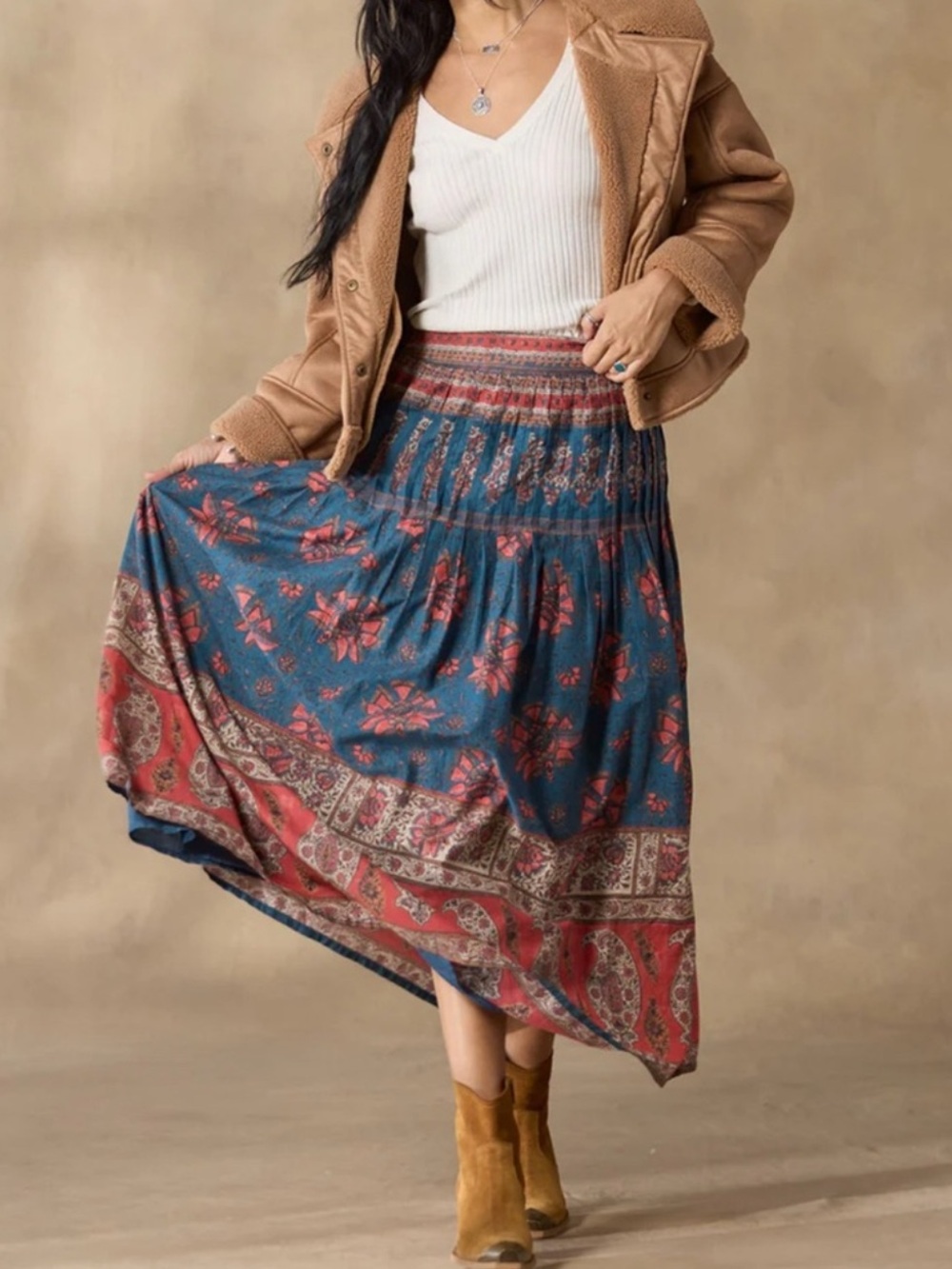 SUNDANCE • Flower Crowns maxi skirt a-line maxi boho size Small